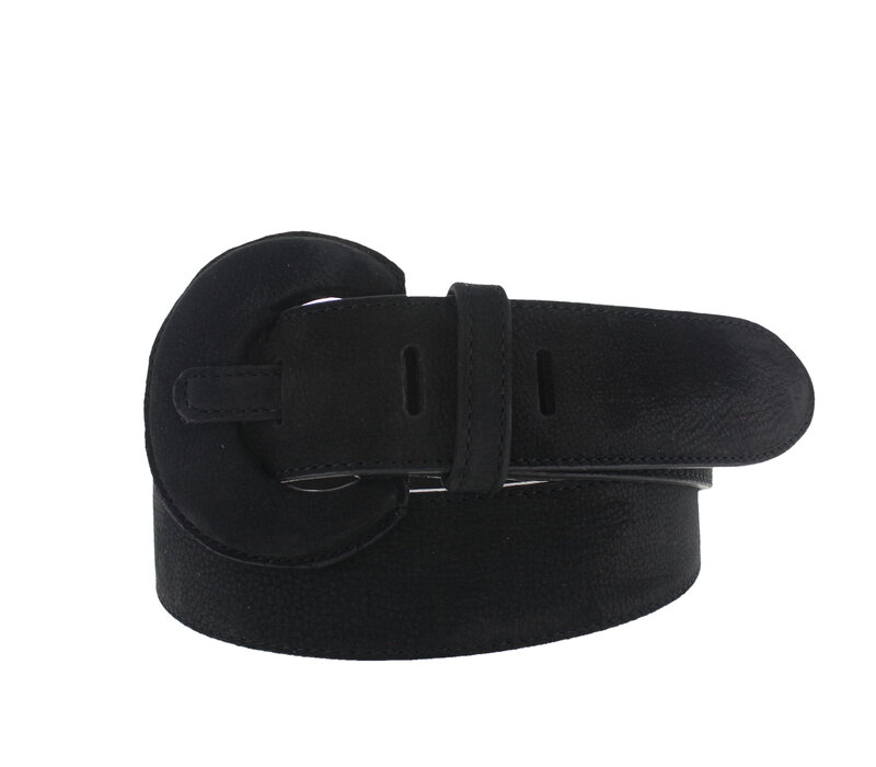 Noémie | Nubuck damesriem 4cm | Zwart