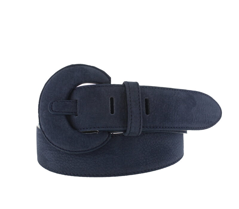 Noémie | Nubuck damesriem 4cm | Donkerblauw