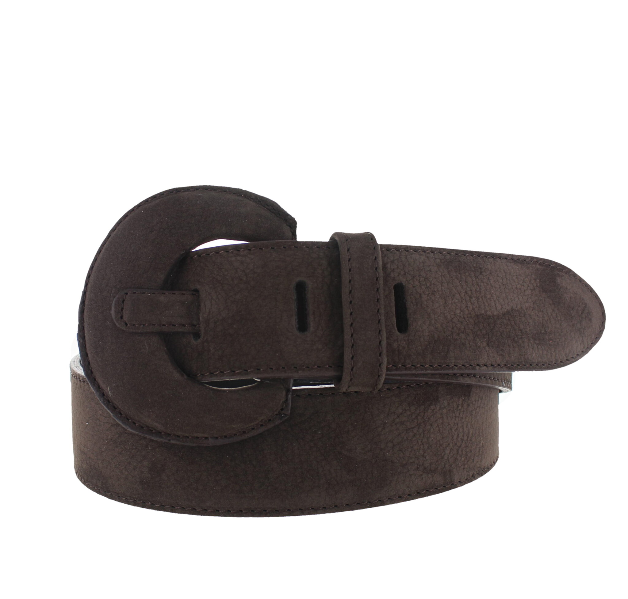 H.A.N Noémie | Nubuck damesriem 4cm | Donkerbruin