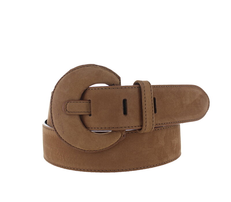 Noémie | Nubuck damesriem 4cm | Lichtbruin