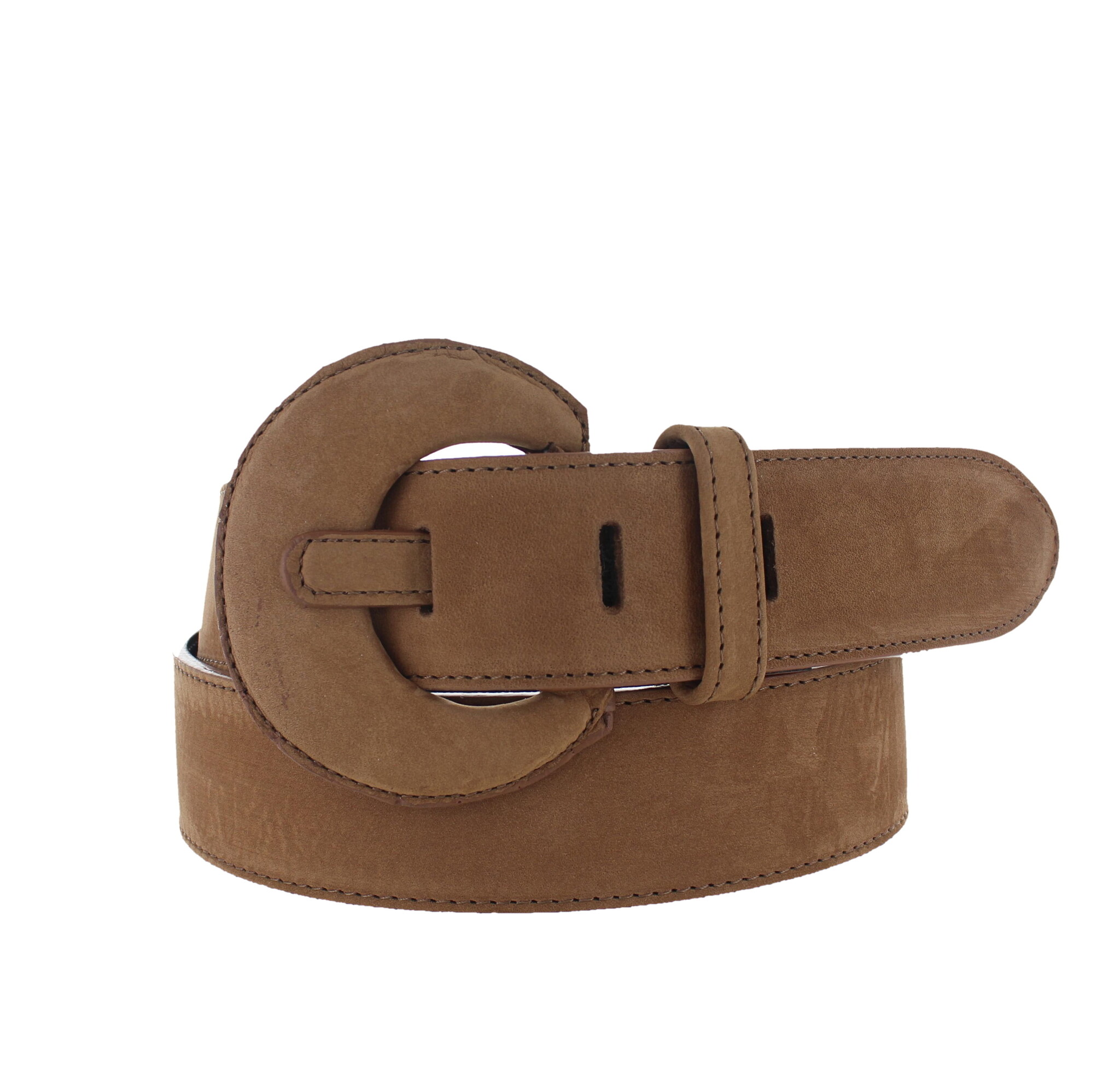 H.A.N Noémie | Nubuck damesriem 4cm | Lichtbruin