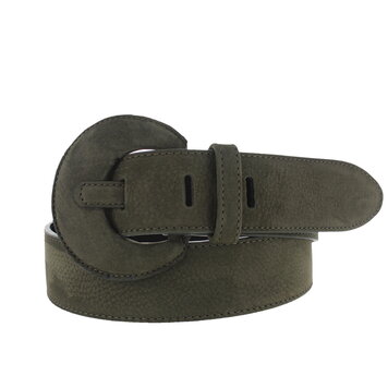 H.A.N. Noémie | Nubuck damesriem 4cm | Donkergroen