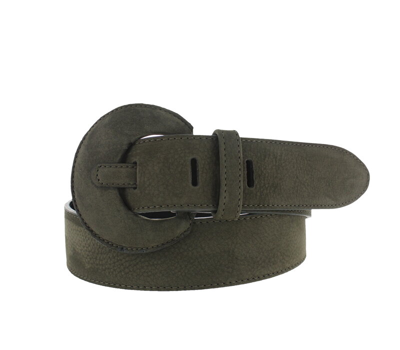 Noémie | Nubuck damesriem 4cm | Donkergroen