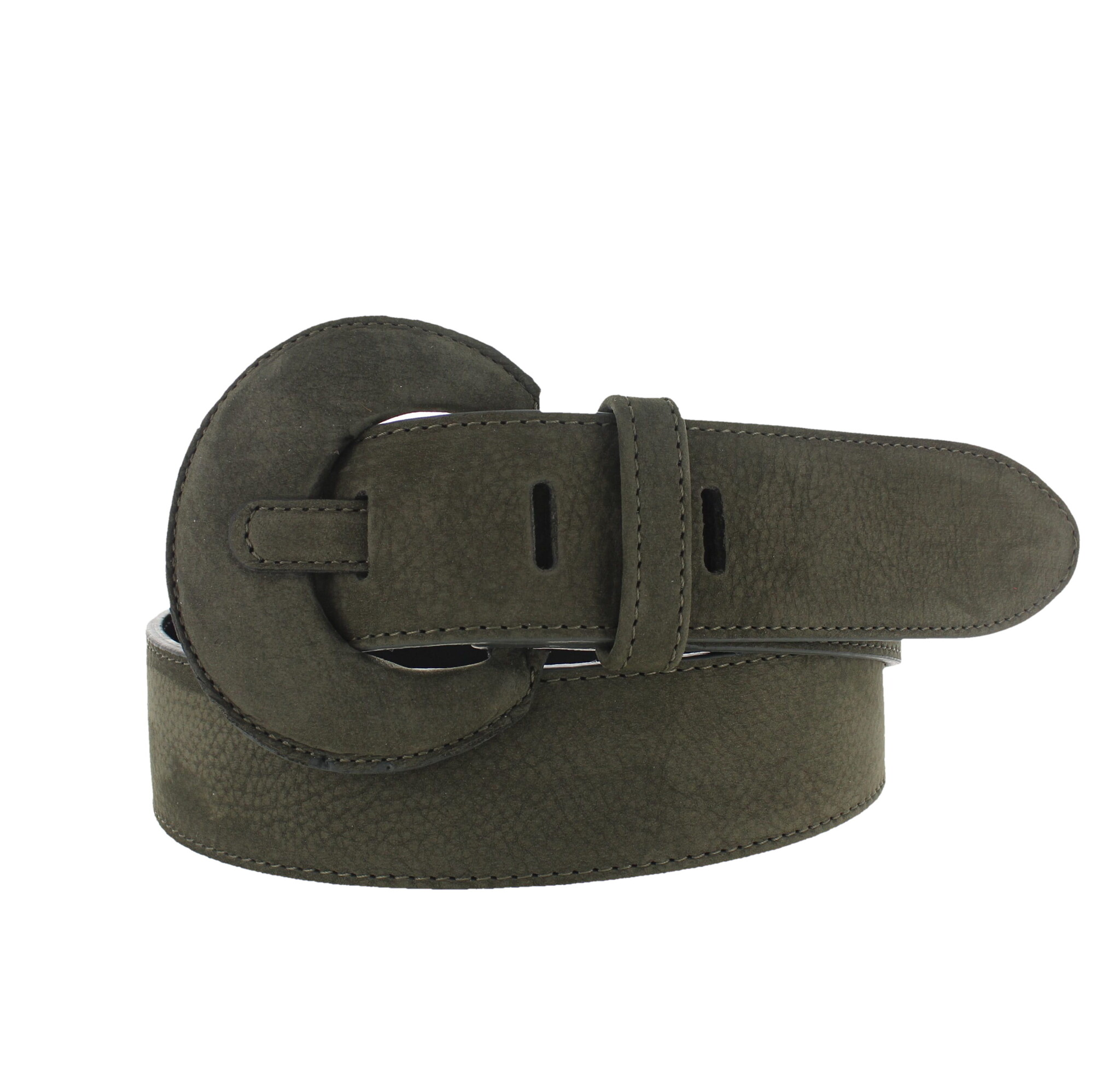 H.A.N Noémie | Nubuck damesriem 4cm | Donkergroen