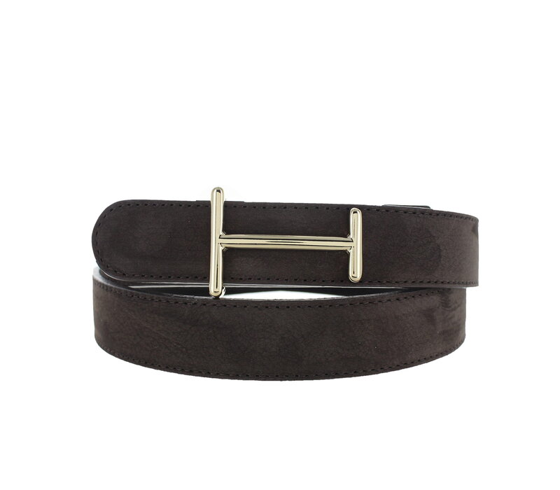 Liliana | Nubuck damesriem 3cm | Donkerbruin