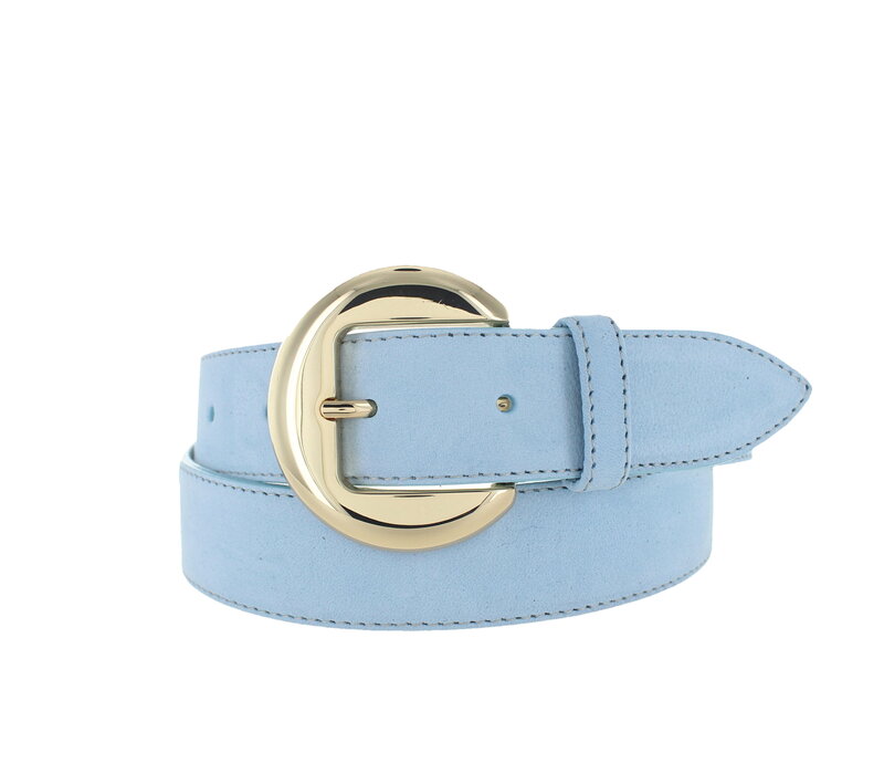 Celine | Nubuck damesriem 3,5cm | Lichtblauw