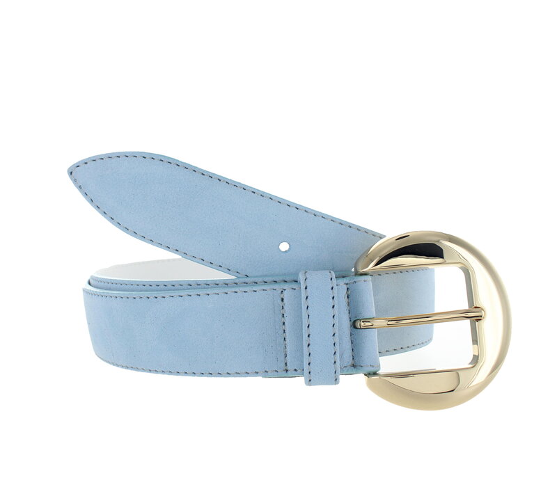 Celine | Nubuck damesriem 3,5cm | Lichtblauw