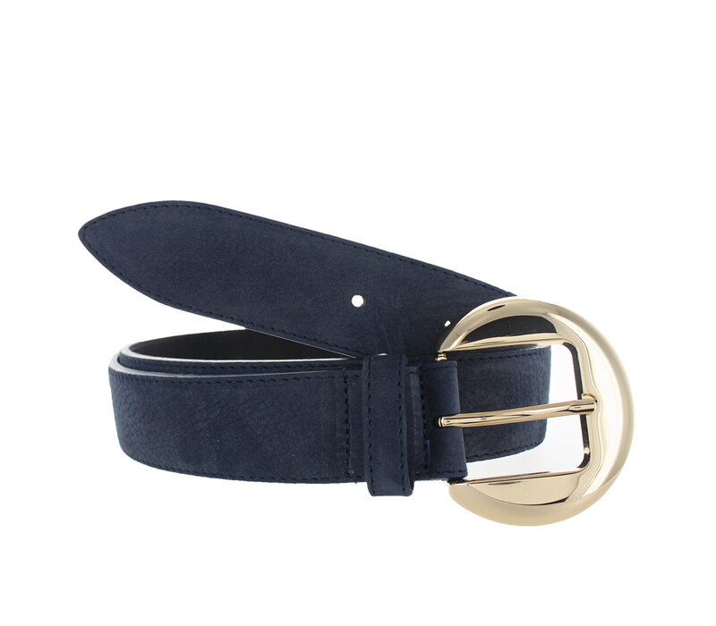 Celine | Nubuck damesriem 3,5cm | Donkerblauw