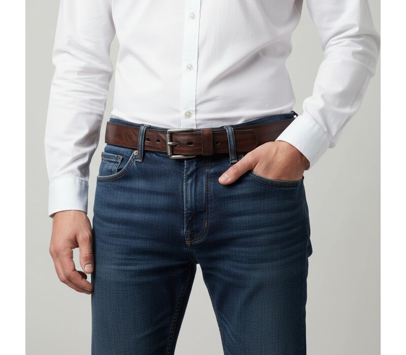 Gianni | Heren jeansriem  4,5cm | Donkerbruin