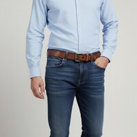 Luigi | Kroko herenriem 4,5cm | Cognac