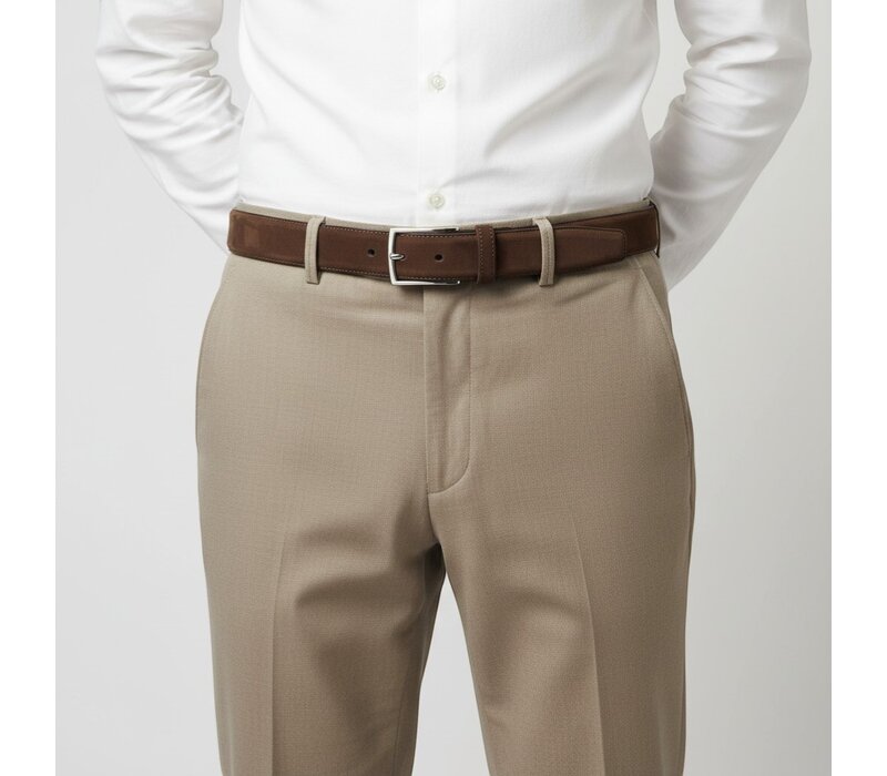 Guiseppe | Nubuck herenriem 3,5cm | Bruin