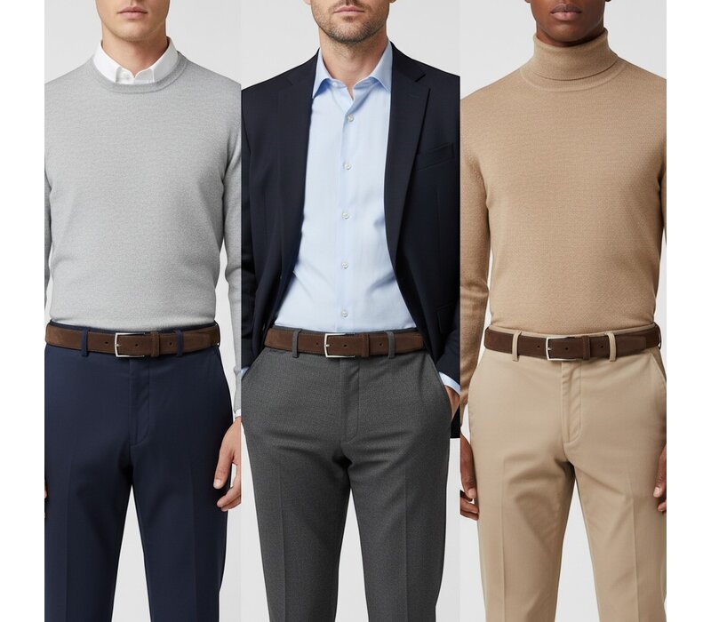 Guiseppe | Nubuck herenriem 3,5cm | Bruin