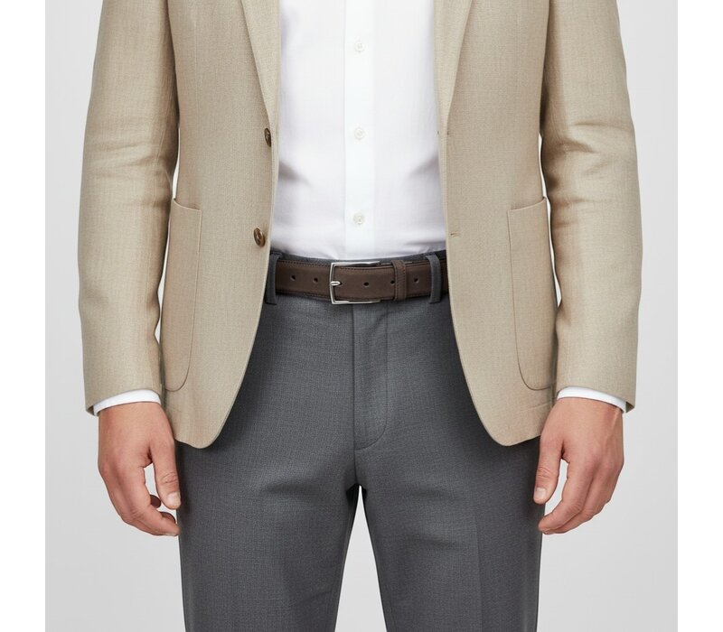 Guiseppe | Nubuck herenriem 3,5cm | Donkerbruin