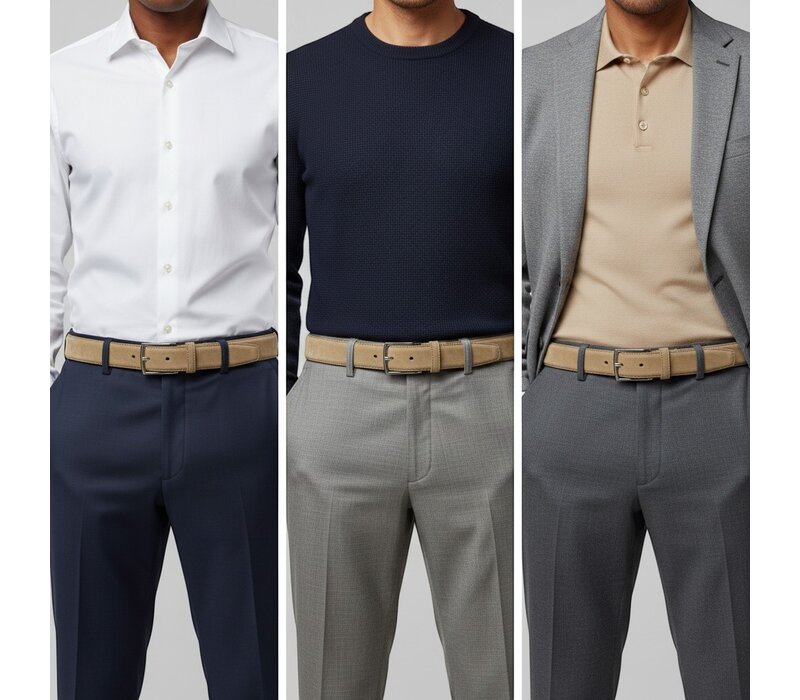 Guiseppe | Nubuck herenriem 3,5cm | Camel