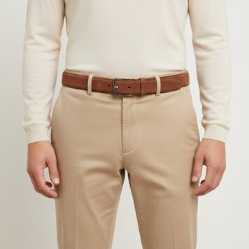 BRADBURY Guiseppe | Nubuck herenriem 3,5cm | Cognac