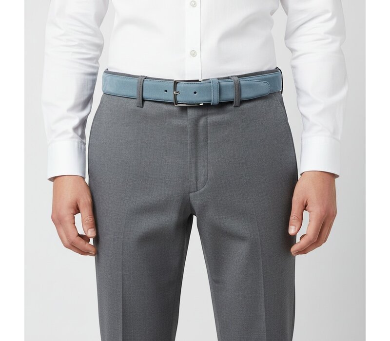 Guiseppe | Nubuck herenriem 3,5cm | Blauwgrijs