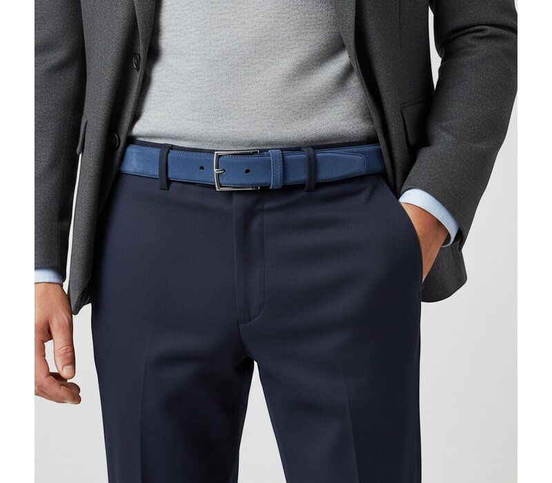 Guiseppe | Nubuck herenriem 3,5cm | Blauw