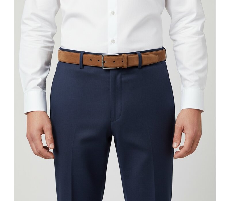 Guiseppe | Nubuck herenriem 3,5cm | Lichtbruin