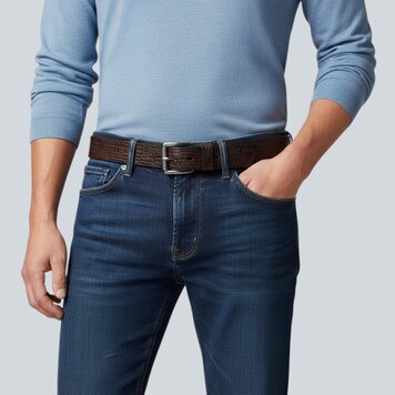 JOB86 Luigi | Kroko herenriem 4,5cm | Bruin