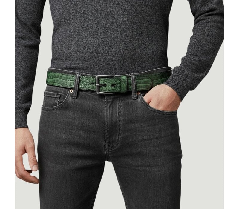 Luigi | Kroko herenriem 4,5cm | Groen