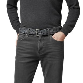 JOB86 Luigi | Kroko herenriem 4,5cm | Zilverzwart