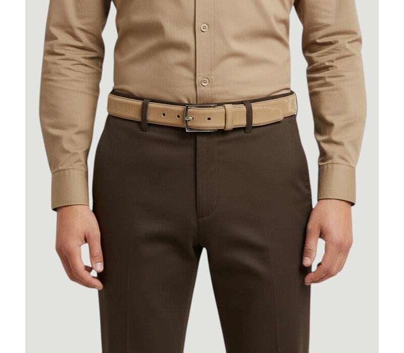 Guiseppe | Nubuck herenriem 3,5cm | Camel