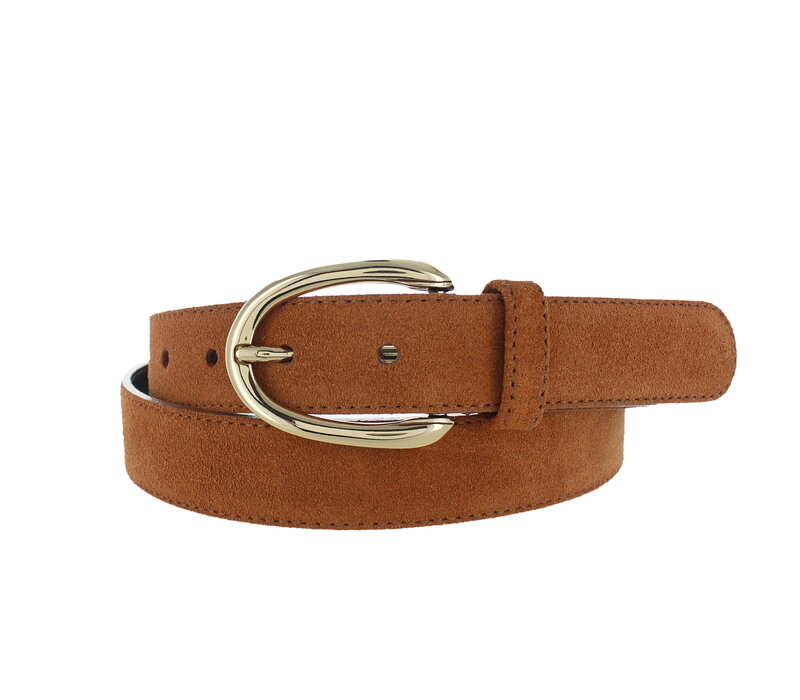 Stijlvolle suède damesriem 3 cm | Cognac