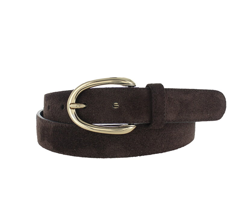 Stijlvolle suède damesriem 3 cm | Donkerbruin