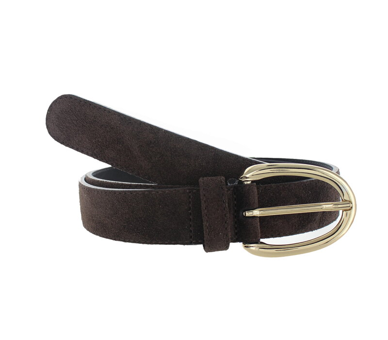 Stijlvolle suède damesriem 3 cm | Donkerbruin