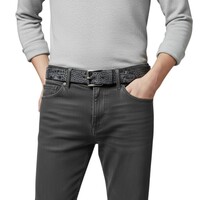 Luigi | Kroko herenriem 4,5cm | Zilverzwart