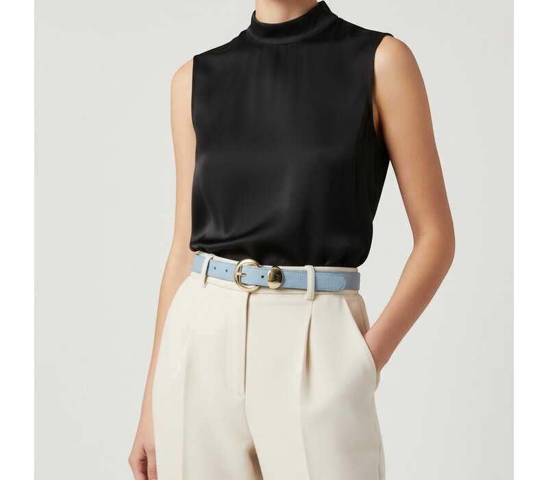 Saphira | Lederen damesriem 2,5cm | Lichtblauw