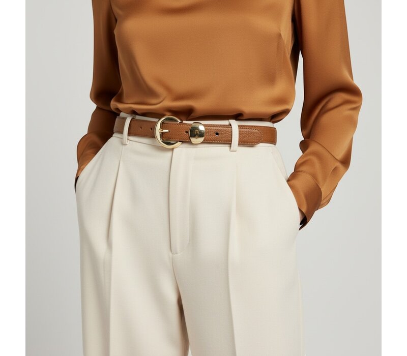 Saphira | Lederen damesriem 2,5cm | Lichtbruin