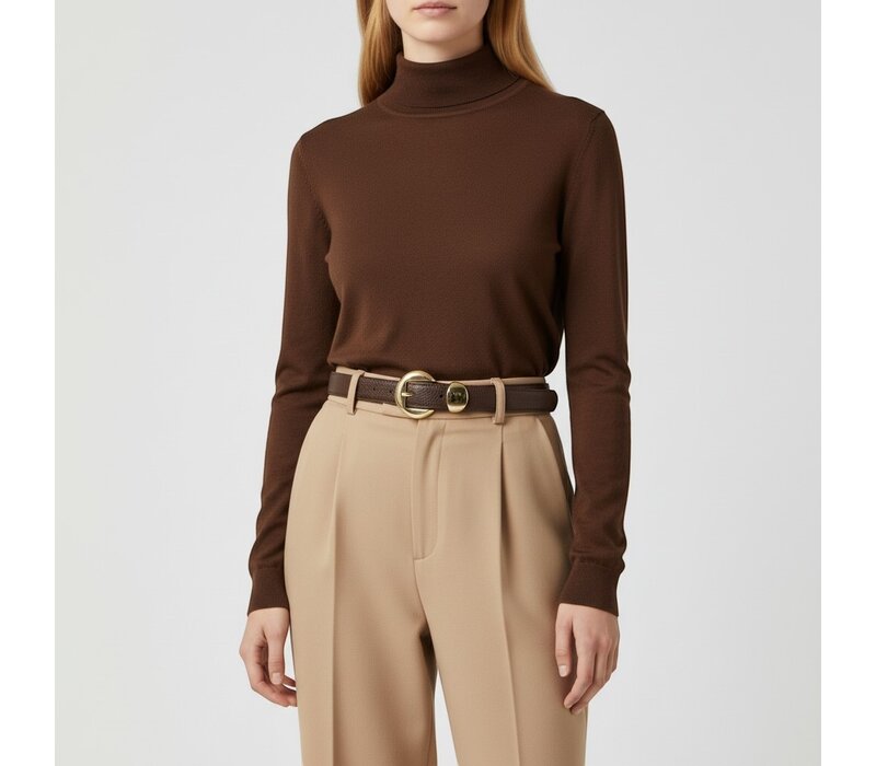 Saphira | Lederen damesriem 2,5cm | Donkerbruin