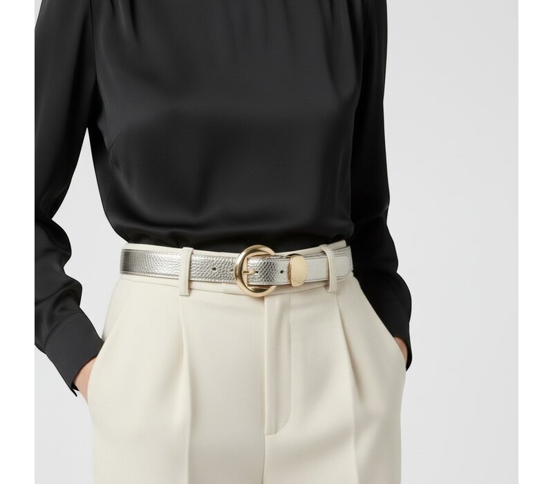 Saphira | Lederen damesriem 2,5cm | Light-Gold