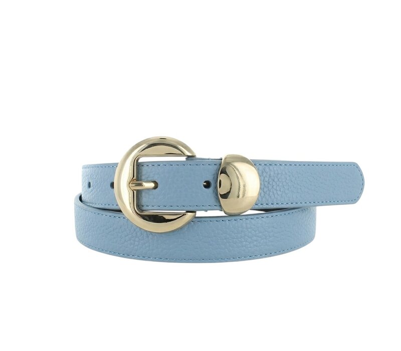 Saphira | Lederen damesriem 2,5cm | Lichtblauw