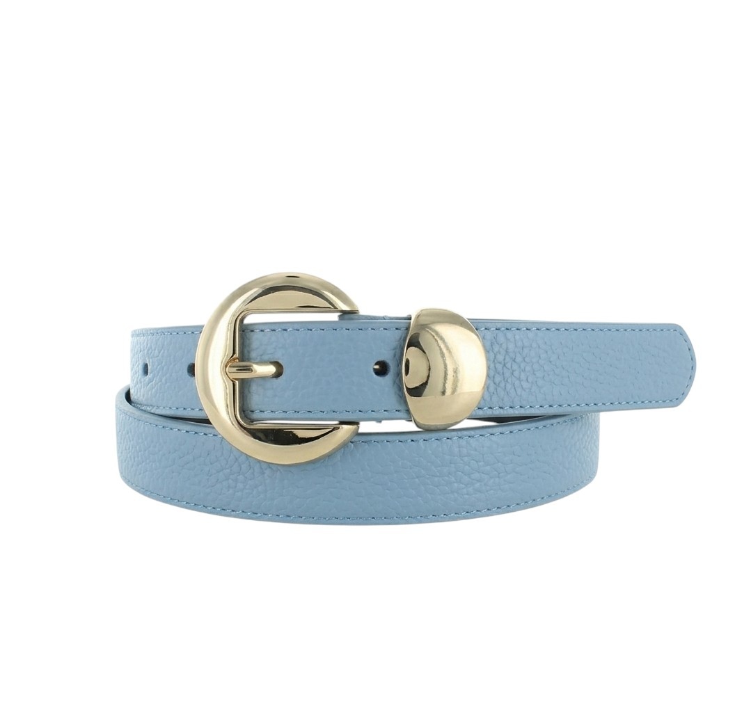 H.A.N Saphira | Lederen damesriem 2,5cm | Lichtblauw