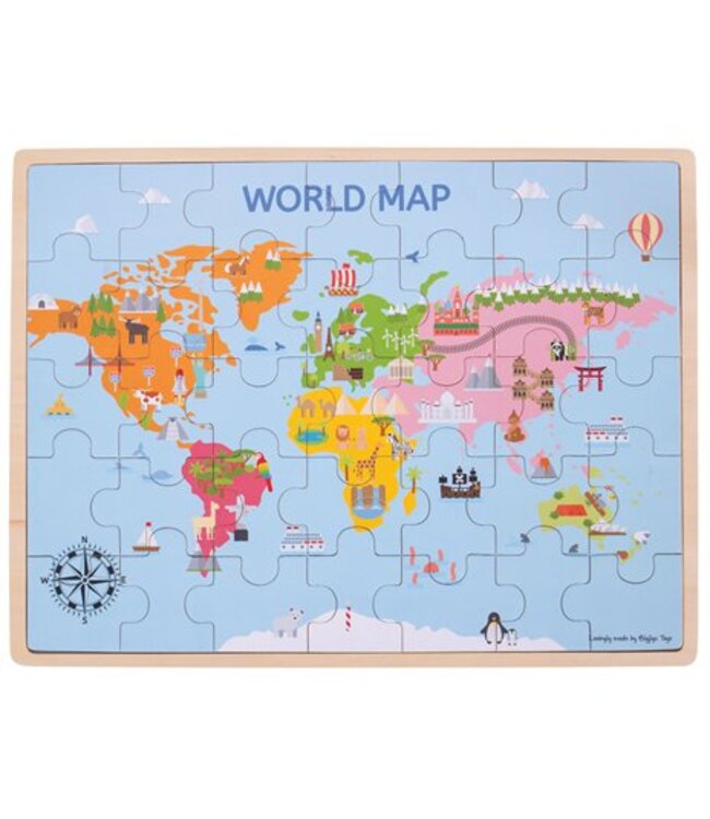 Bigjigs Puzzel Wereldkaart 3+