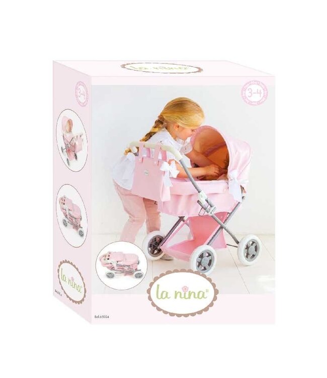 La Nina Poppenwagen Roze Klein