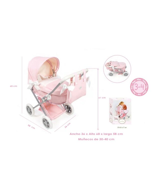 La Nina Poppenwagen Roze Klein