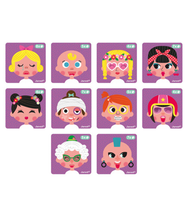 Janod Magneetboek Gekke gezichten meisjes