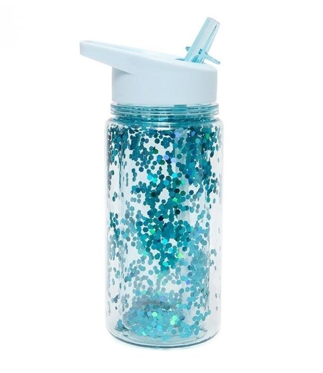 Petit Monkey Drinkfles Glitter Aqua