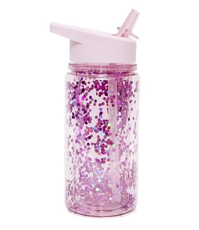 Petit Monkey Drinkfles Glitter Paars