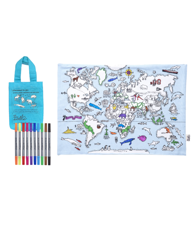 Eat Sleep Doodle Placemat World Map