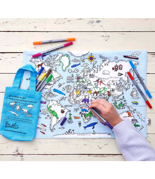 Eat Sleep Doodle Placemat World Map