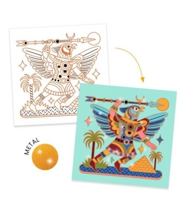 Djeco Glanzende Kleurplaat Dierenkrijgers