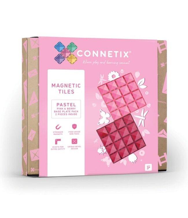 Connetix 2-delige basisplaatpakket Roze &  Bessen