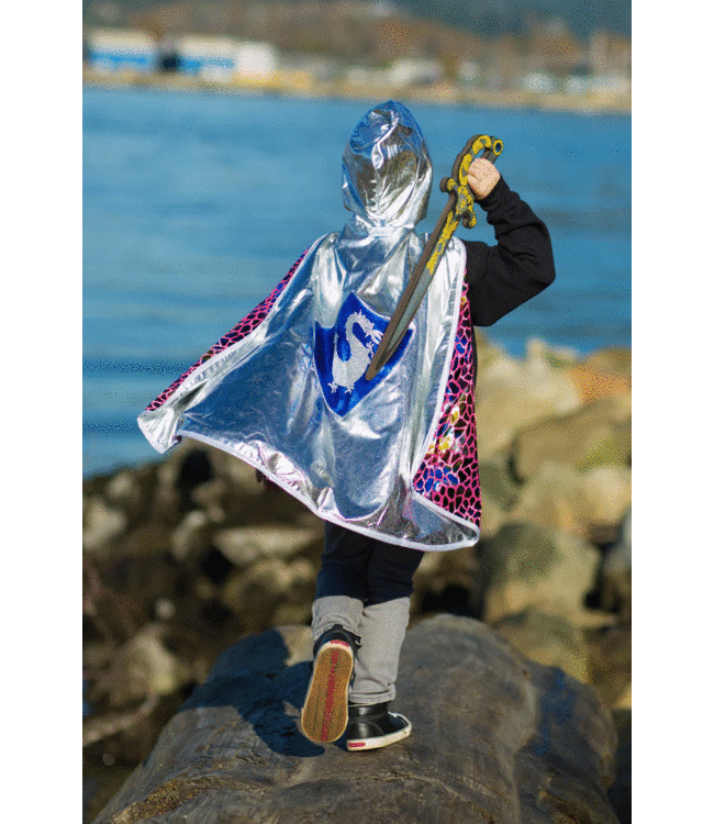 Great Pretenders Omkeerbare Draak-Ridder Cape Glitter 5-6