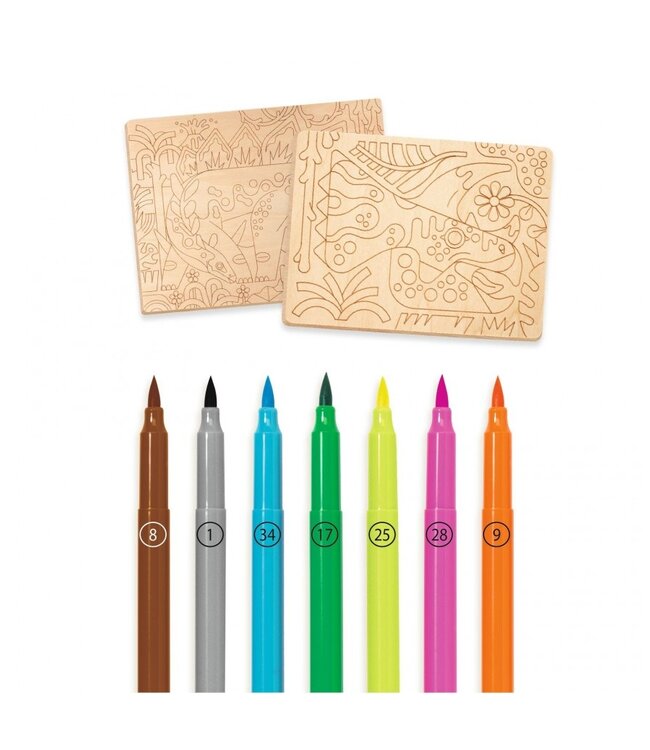 Djeco Kleurplaat Hout Dino Wereld