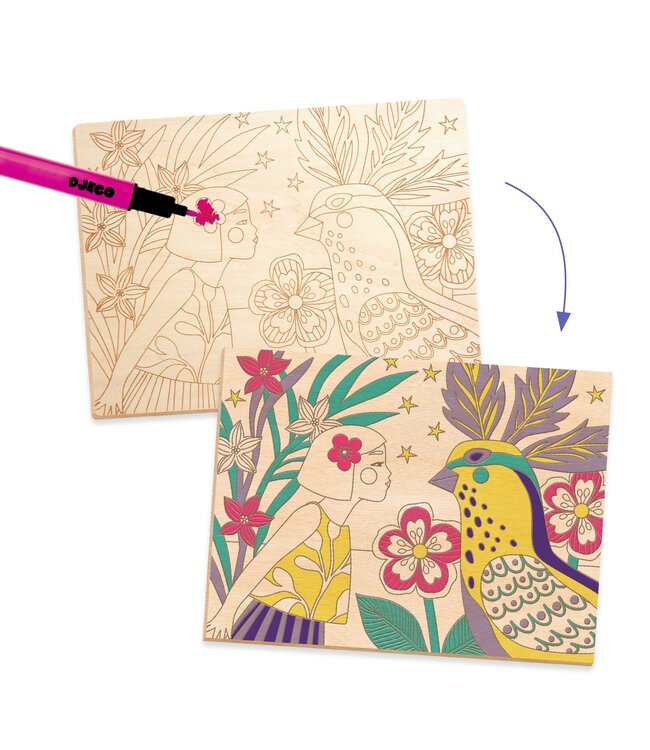 Djeco Kleurplaat Hout Sweet Girls