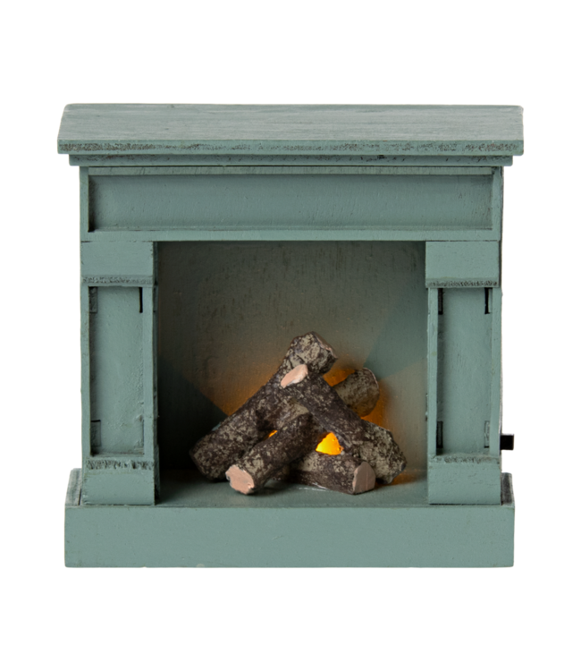 Maileg Open Haard Muis Blauw